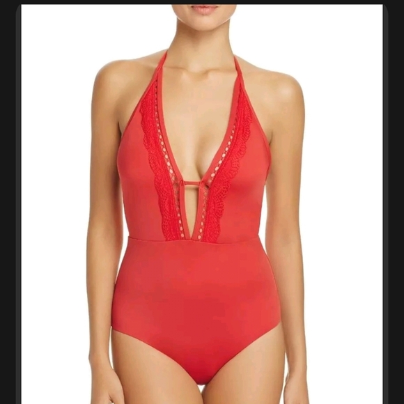 Pink deep V one piece swim suit size XL - Picture 5 of 6